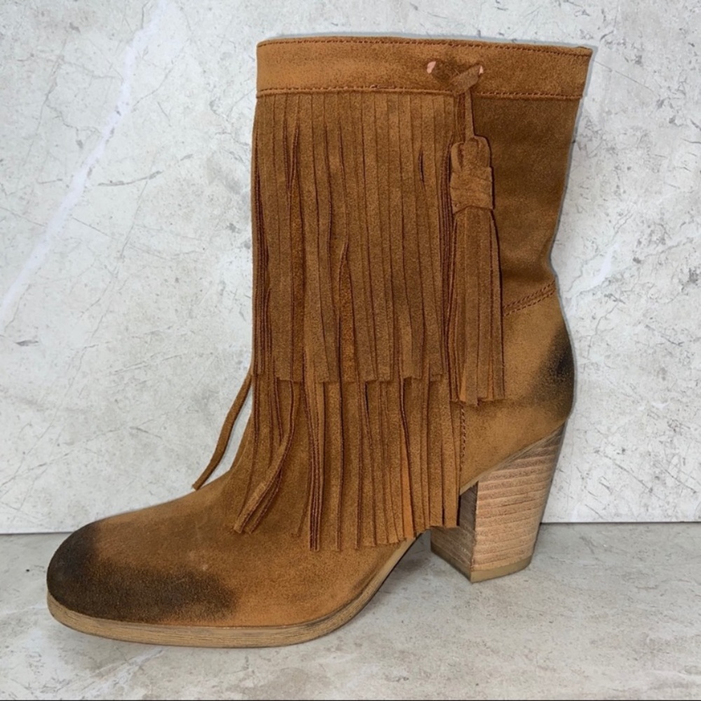 Denim & Supply Ralph Lauren Suede Fringe Tassel Ankle Boots - Brown